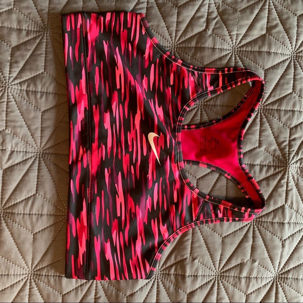 Nike pink and black sports bra